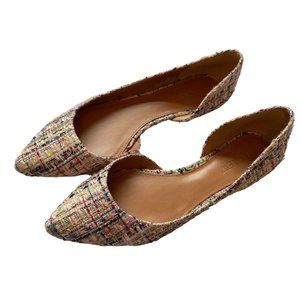 J. Crew Mixed Tweed Rainbow D'Orsay Flats Size 7.5 Style E4041 Preppy Multicolor